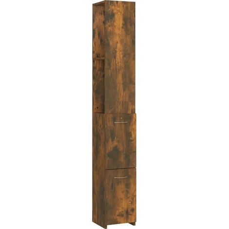 Armario de baño almacenamiento diseño atemporal 25 x 26,5 x 170 cm madera contrachapada roble ahumado 020048251 (1/5)