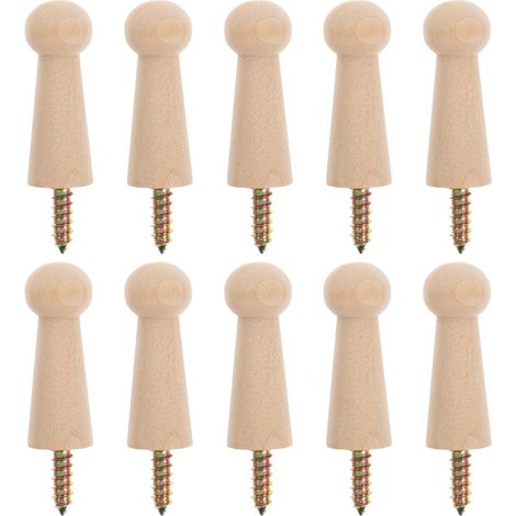 10 crochets muraux bois - M4 - 18x50 mm - pour serviettes (1/5)