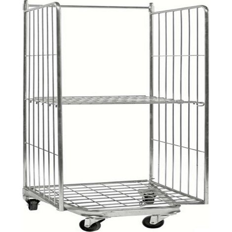 Roll container sovrapponibile con freno 2 sponde 800x730x1910 - Kongamek KM2000B