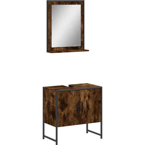 Maison Exclusive - 2-tlg. Badmöbel-Set Räuchereiche Holzwerkstoff