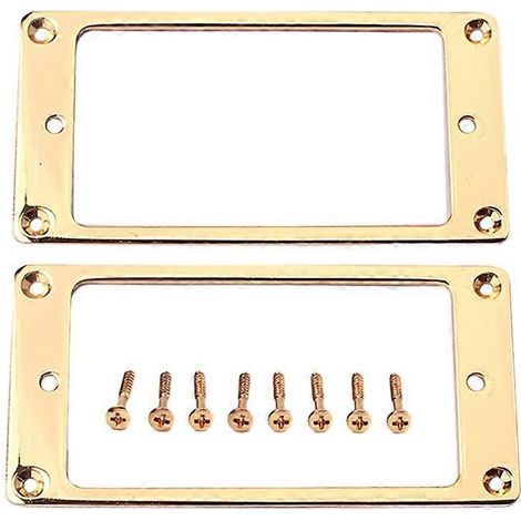 flache Metall-Befestigungsringe für Humbucker-Tonabnehmer, flacher Montagerahmen mit Schrauben 92 x 46 mm (gold) – 9,20 x 4,60 x 0,20 cm – Gold (1/4)