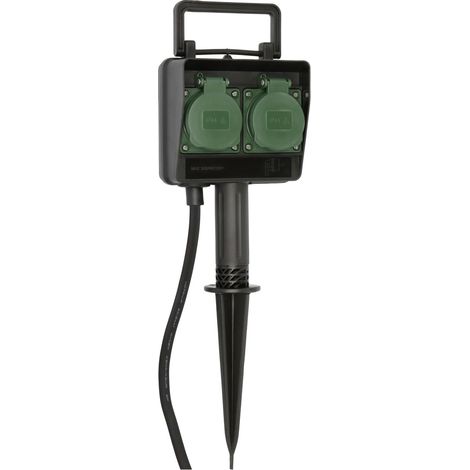 BRENNENSTUHL Gartensteckdose 2-fach mit Erdspieß 1,5m Kabel H07RN-F 3x1,5qmm