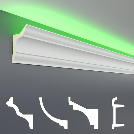 LED Stuckleisten aus PU - lichtundurchlässig, Variantenvielfalt & vorgrundiert - Sparpakete: LED-4 / 80x48mm, Muster