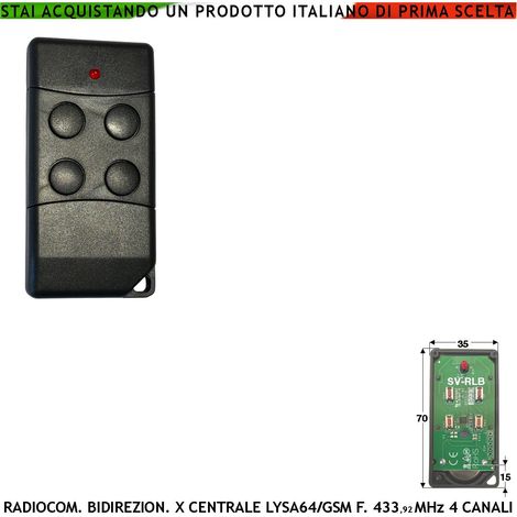 Telecomando 4 Canali Bidirezionale Frequenza 433,92 MHz Per Inserimento e Disinserimento Totale e Parziale PerAllarme Lysa GSM e Sydra Come Giorno Notte Rolling Code Anticollisione Antiannebbiamento (1/4)
