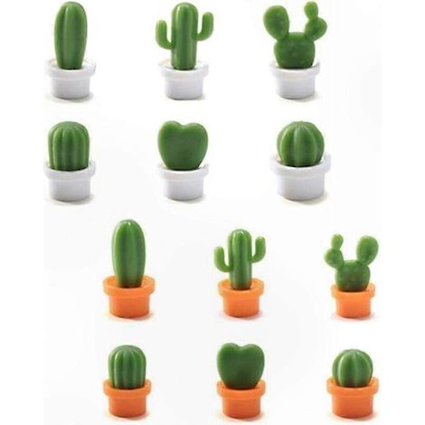 Set de 12 Aimants Réfrigérateur Cactus 3D, Décorations Magnétiques Mignonnes pour Cuisine, Bureau, Tableau Blanc, Armoire et Photos, Adhésifs Décoratifs Originaux (1/5)