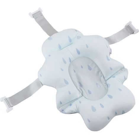 Siège de bain pour bébé universel flottant et pliable, tapis de soutien doux et confortable pour baignoire bébé, avec goutte d'eau bleue (1/5)