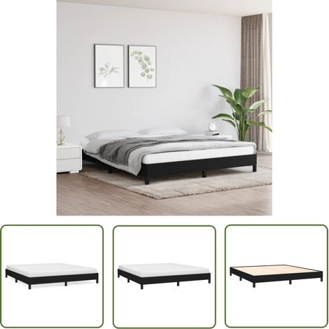 The Living Store Cadre de lit sans matelas noir 180x200 cm tissu - Cadre De Lit - Lit Double - Literie - Meuble Chambre - Sommier (1/5)