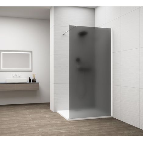 ESCA WHITE MATT Panneau de douche monobloc en verre, montage mural, verre fumé mat, 800 mm (1/4)