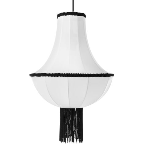 Lámpara colgante tradicional vintage pantalla de nylon sintético borlas decorativas blanco Aragua
