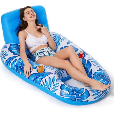 Fauteuil flottant gonflable, bateau, chaise longue de piscine, repose-pieds portable multifonctionnel, flotteur aquatique. (1/5)