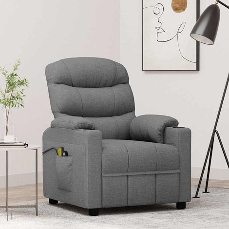 vidaXL Fauteuil électrique de massage Gris clair Tissu (1/5)