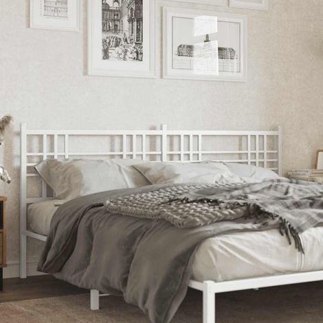 Tête de lit métal blanc 193 cm avec pieds, remplacement pour lit - PANGIVO (1/5)