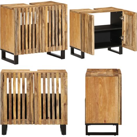 vidaXL Waschbeckenunterschrank 62x34x58 cm Raues Massives Mangoholz