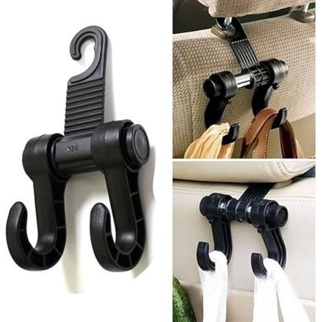 Supporto per borsa da auto - Organizer universale  Gancio pieghevole e multifunzionale  Resistente e durevole  Per schienale o bagagliaio  1 unità con 2 ganci