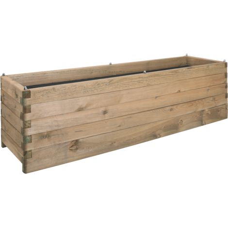 Bac à fleurs rectangulaire en bois Oléa - 180 x 50 x 50 cm