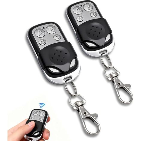 2 telecomandi a 433 MHz per cancelli, con codice fisso/programmabile e clonazione, telecomando universale per auto per cancelli e allarmi, compatibile con cancelli e allarmi elettrici. (1/5)