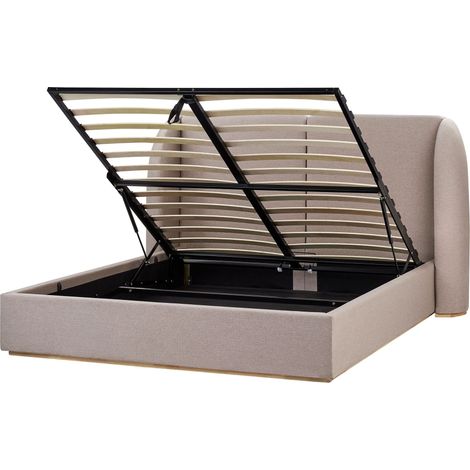 Ottoman Bed Fabric MONESTIER 160 x 200 cm (EU King Size) Taupe