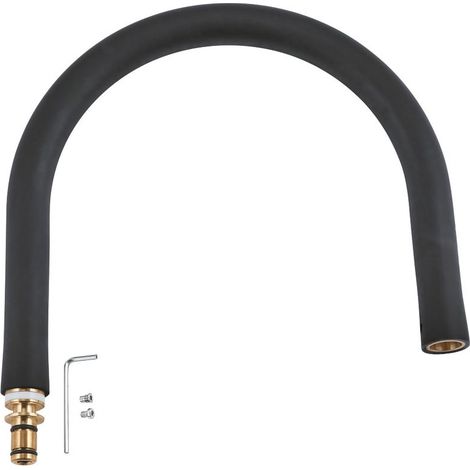 Grohe Brauseschlauch GrohFlexx Softschwarz flexibler, hygienischer Santopren-Schlauch für Essence Küchenarmatur (1/2)