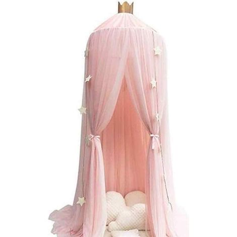 Moustiquaire Dôme - Design Étoilé - Pour Lit Enfant Et Décoration Chambre - Rose - 60 Cm Diamètre 240 Cm Longueur (1/5)