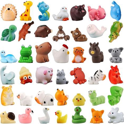42 Pièces Mini Figurine Résine, Multicolore Mini Figurine Animaux Miniature Petite Figurines Animaux Objet Miniature Ornements Créatifs, pour Aquarium Jardin Micro Paysage Décoration Maison