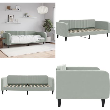 Tagesbett Hellgrau 100x200 cm Samt - Sofa-Bett - Schlafsofa (1/5)