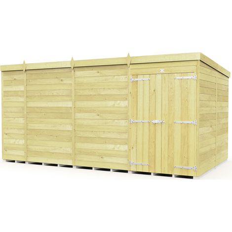 13 x 8 Feet Pent Shed - Double Door Without Windows - Wood - L231 x W387 x H201 cm
