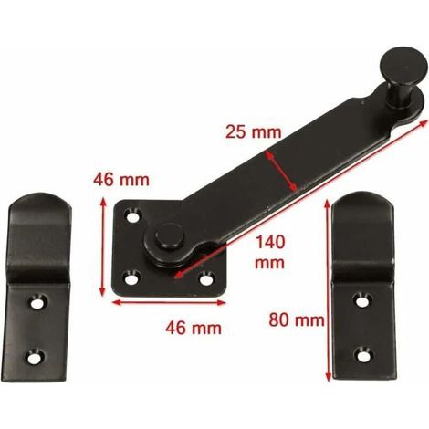 Loquet à Levier pour volet 140 mm Verrou de volet Double Porte Revêtement en Poudre Noir