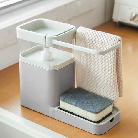 TrAdE Shop Traesio - Dispenser Porta Sapone Liquido Dosatore Organizer Per Lavello Lavabo 21x12x25x9 - (1/4)