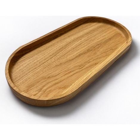 Plateau décoratif en bois, idéal pour servir, décorer et présenter – Plateau décoratif allongé, décoration de table en bois, plateau de service en bois (chêne, 250 x 120 x 15 mm) (1/5)