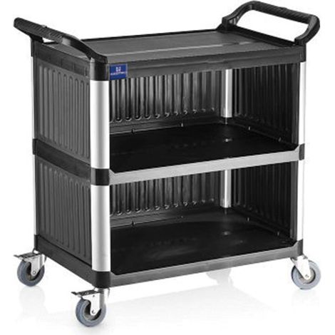 Chariot Multiservice En Plastique Avec 3 Niveaux, Sur 3 Côtés Aussi, 520X960 mm - Mastro (1/2)