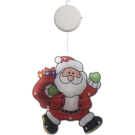 Lampe Décorative LED à Ventouse - Guirlande Lumineuse pour Fenêtre - Décoration de Noël Intérieure et Extérieure - 10 Lumières - Alimentation par 3 Piles AA (1/2)