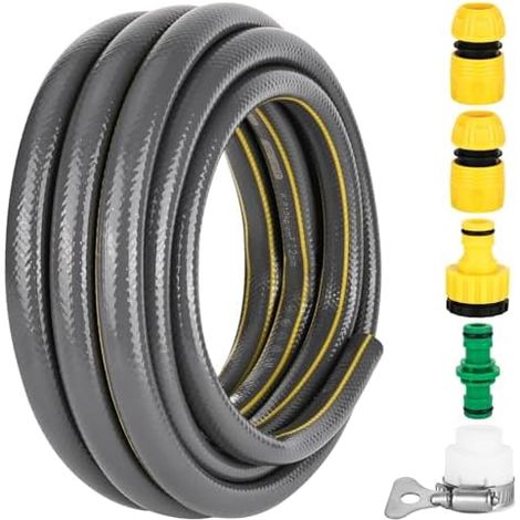 Tuyau d'arrosage de 5 m - d'eau jardin 1/2 pouce flexible résistant aux UV pour arrosage avec protection anti-fléchissement intérieur et extérieur Tuyaux (1/5)