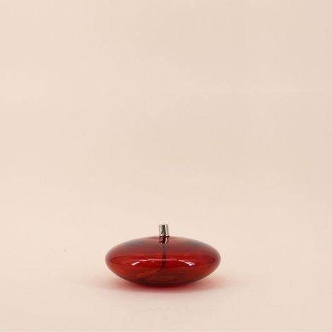 Lampe à huile ronde en verre soufflé bordeaux 14cm (1/4)