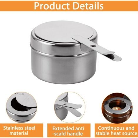 FENOPLASTICA4 Pièces Récipients à Pâte Combustible, Réchaud Fondue Brûleur à Alcool, Brûleur Chafing Dish en Acier Inoxydable, Récipients à Pâte Combustible pour Buffet, Fondue, Camping (1/3)