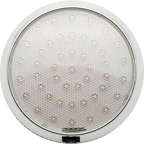 Plafonnier LED 12 V-24 V avec interrupteur marche/arrêt pour caravane/camping-car/remorque/bateau, Montage en surface