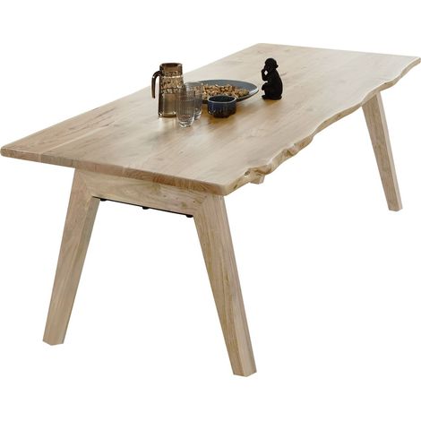 Esstisch Baumkante massiv Akazie natur 140 x 80 A-Holzgestell naturfarben NELE (1/5)