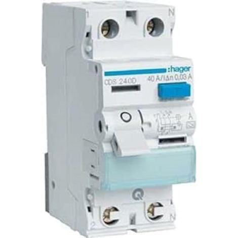 Hager CDS240D 2P Cortocircuito - Cortocircuito (Gris, Blanco, -25-40°C, -55-70°C)