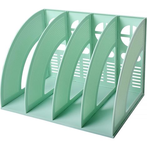 File Holder Folder Storage Desktop 4 Compartment Standing Hollow Green Files Bookshelf Organizer Box Office Racks Displays Holds Notebooks Documents for School Working Students (1/3)
