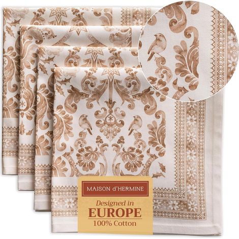Allure Lot de 4 Serviettes de Noël Confortables 100% Coton Doux et Confortable Idéal pour Un dîner en Famille Mariage Cocktail Cuisine Accueil Thanksgiving/Noël (45cm x 45cm) (1/5)