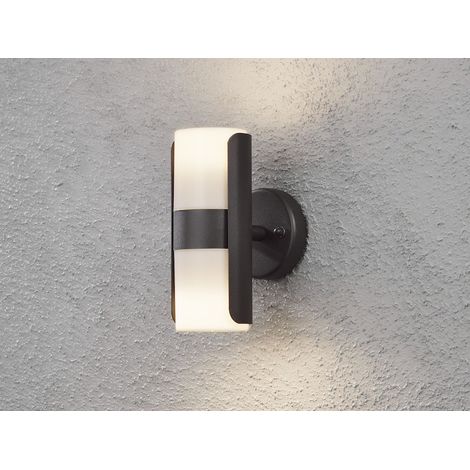 LED Up-Down Außenwandleuchte mit weißem Opalglas, Korpus Schwarz (1/5)