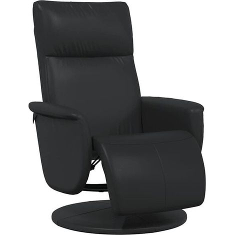 Un fauteuil inclinable avec repose-pieds, en similicuir noir. (1/5)