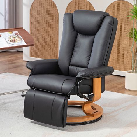 Fauteuil relax inclinable pivotant simili cuir noir OKMYHOME (1/4)