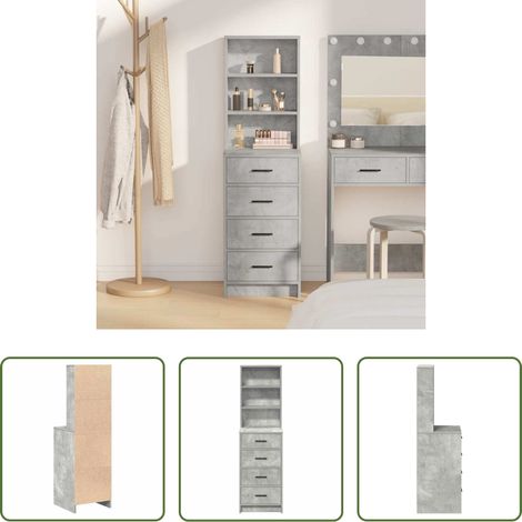 Armoire buffet - Haut Armoire Gris béton 40 x 41 x 135 cm Bois d'ingénierie (1/5)