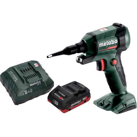 Pistola di soffiaggio a batteria Metabo BP 18 LTX BL 18 V brushless + 1x batteria LiHD 4,0 Ah + caricabatterie