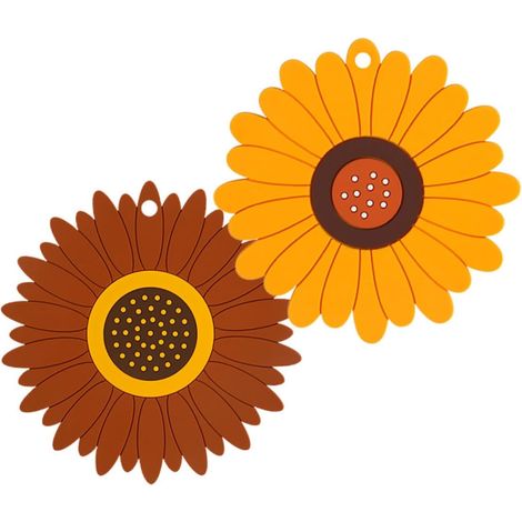 Lot de 2 dessous de plat en PVC, forme tournesol, antidérapants (1/5)