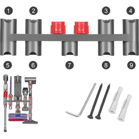 Support pour Dyson V11 V10 V8 V7 V15 Aspirateur, Docks Station Support de Rangement Remplacement des Accessoires Support Mural d'Accessoires pour Dyson (9 Emplacements) (1/5)