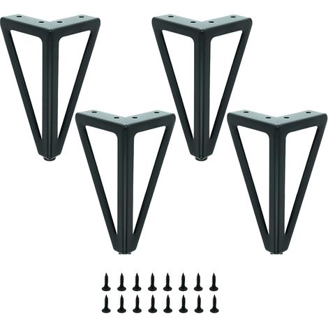 Set of 4 Black Metal Table Legs - Interchangeable Furniture Legs - for Coffee Table/TV/Sofa/Bed and Other Furniture Legs - with screws.(15cm) (1/5)