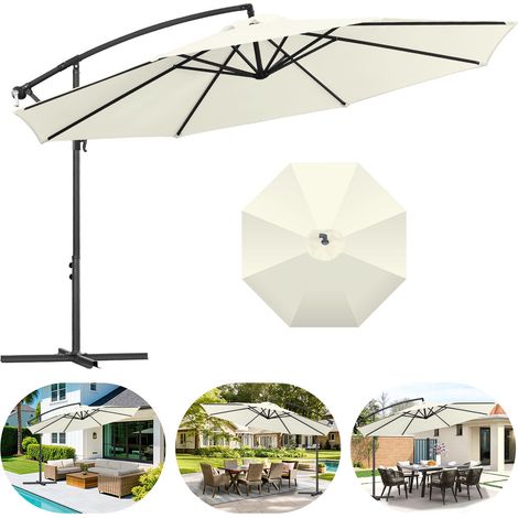 Jiubiaz Sonnenschirm 3.5m Creme – Extra großer Gartenschirm für Terrasse & Familienbereich