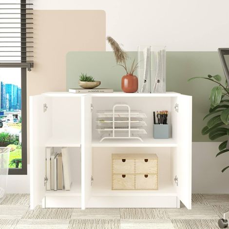Armadio Multiuso Grande Olana, Appendiabiti, 2 Ripiani, Apertura Battente, 89x74h cm Bianco (1/5)