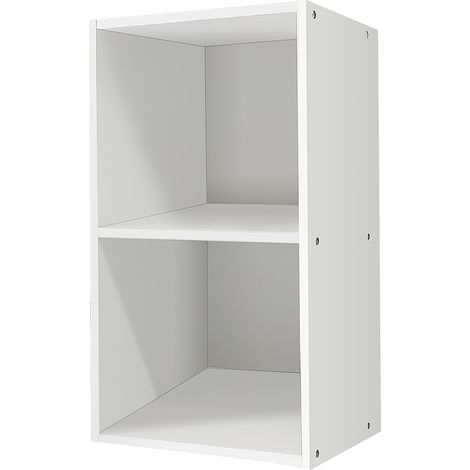 Wooden Storage Cube 2 Tier Strong Bookcase Shelving Home Office Display Rack (1/5)